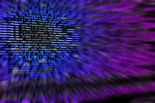 Abstract visualization of code representing complex data systems for Healthcare Back Office automation.