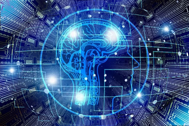 Digital brain graphic representing innovations in healthcare information management in Basel.