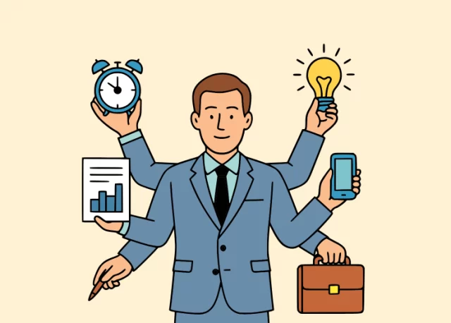 Multitasking professional representing efficient healthcare information management in Basel.